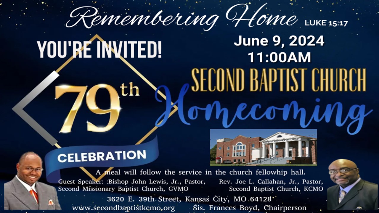 Homecoming 2024
Guest Speaker: Bishop John Lewis
Second Missionary Baptist Church
Text: Luke 15:25-32